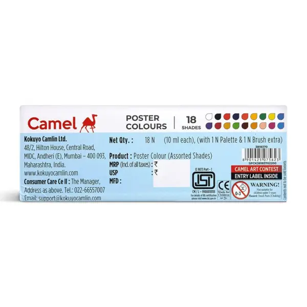 Camlin Kokuyo Poster Colours Pack – 18 Shades