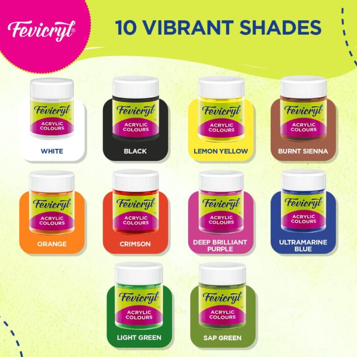 Pidilite Fevicryl Acrylic Colours Sunflower Kit 10 Shades