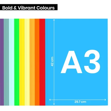 A3 Hard Colored Paper Sheet 120-210 GSM Art and Craft