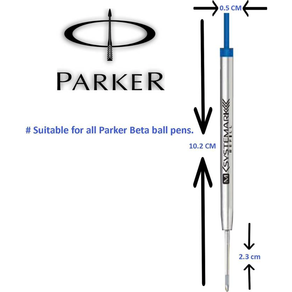 Parker M Systemark Ball Pen Refill – Fine/Medium Point (Pack of