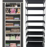Shelf - 7 Layer Multipurpose Black Wardrobe Metal Pipes