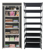 Shelf - 7 Layer Multipurpose Black Wardrobe Metal Pipes