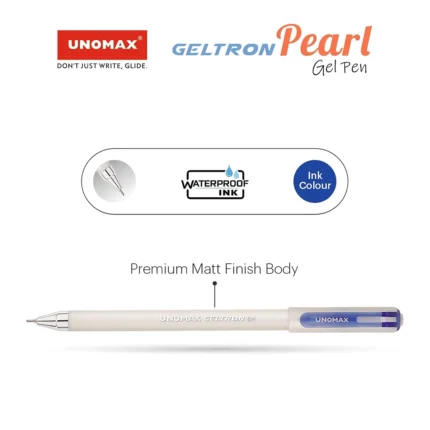 Unomax Geltron Pearl Gel Pen – Smooth Writing, Pearl Finish Body, Comfortable Grip for School & Office Gel Pen (Roller)