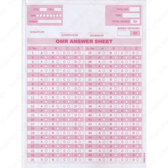 A4 OMR Answer Sheet Loose, 1 pc - Image 1