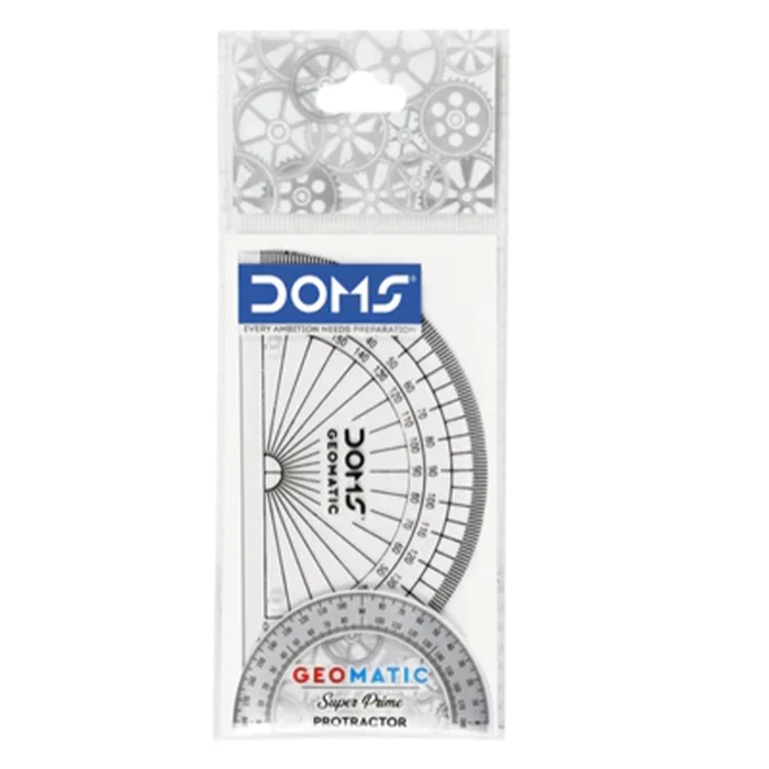 Doms 180 Degree Half Round Circle Protractor - Clear White, 1 pc - Image 1