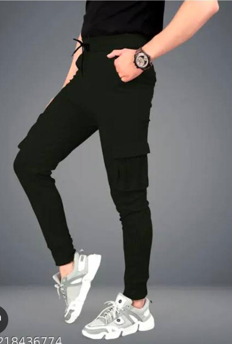 Men's Track Pants Stylish Black Jogger Polyester