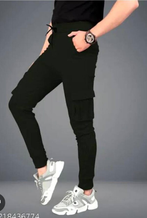 Men's Track Pants Stylish Black Jogger Polyester