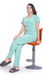 Self-Design Polyester T-Shirt & Track Pants with Round Neck and Three-Quarter Sleeves