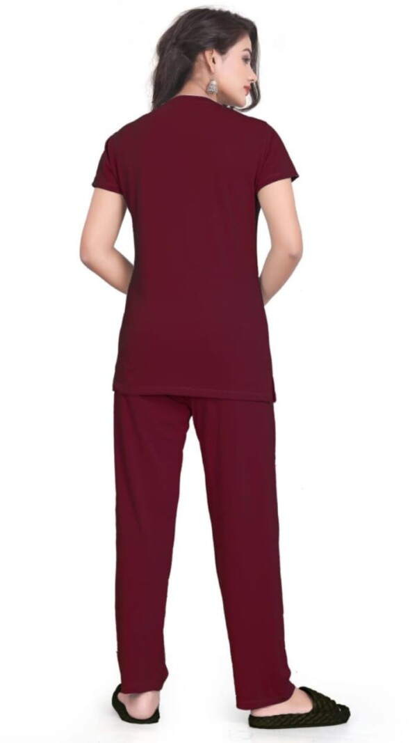 Self-Design Polyester T-Shirt & Track Pants with Round Neck and Three-Quarter Sleeves