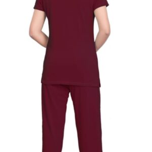 Self-Design Polyester T-Shirt & Track Pants with Round Neck and Three-Quarter Sleeves
