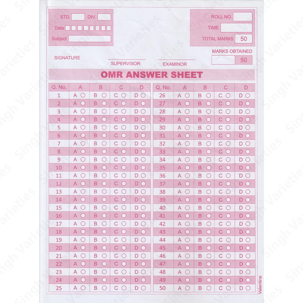 A4 OMR Answer Sheet Loose_1 A4 OMR Answer Sheet Loose, 1 pc - Image 1