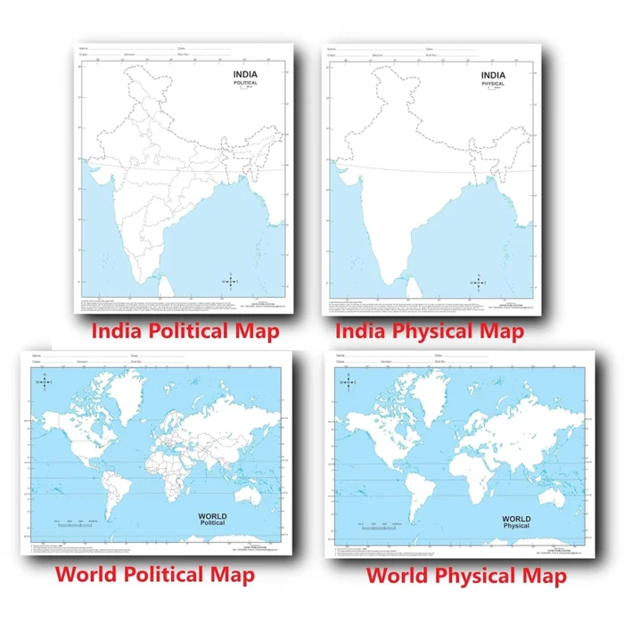 Outline Practice Map Loose Sheet – Perfect for Geography Learning & Exam Preparation (Pack of 1) - Image 1