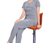 Self-Design Polyester T-Shirt & Track Pants with Round Neck and Three-Quarter Sleeves