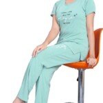 Self-Design Polyester T-Shirt & Track Pants with Round Neck and Three-Quarter Sleeves