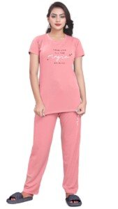 Self-Design Polyester T-Shirt & Track Pants with Round Neck and Three-Quarter Sleeves