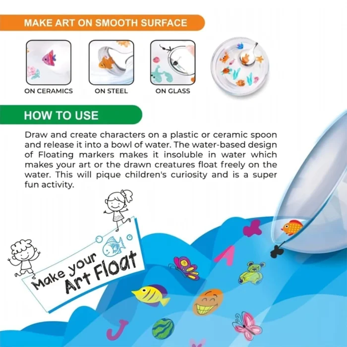 Doms Floating Markers Pen - Set of 12 Shades with Spoon