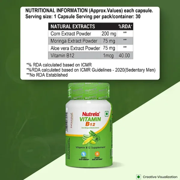 Patanjali Nutrela Vitamin B12 - 30 Veg Capsules