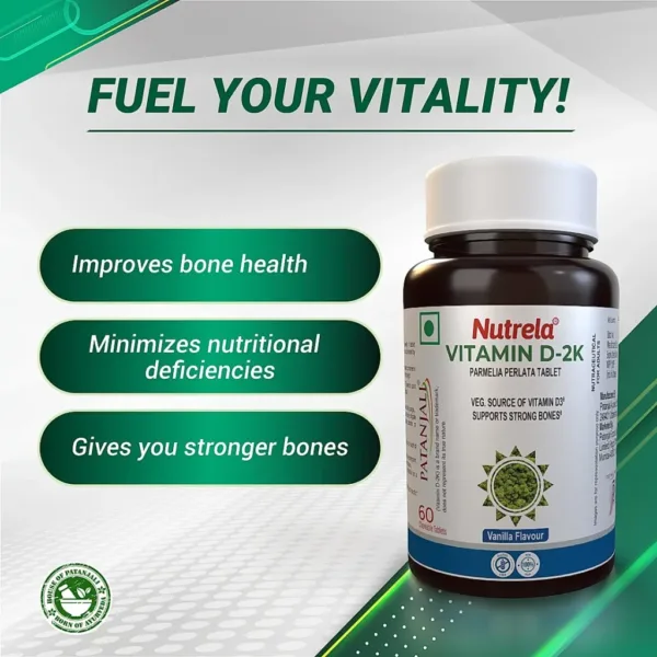 Patanjali Nutrela Vitamin D2K Natural - 60 Chewable Tablets
