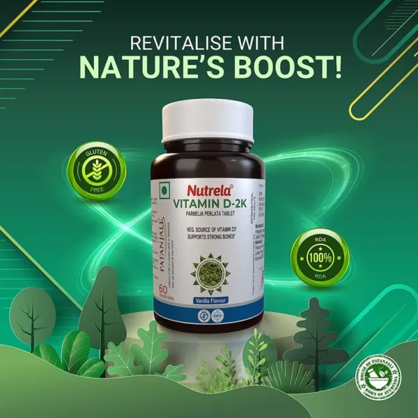 Patanjali Nutrela Vitamin D2K Natural - 60 Chewable Tablets