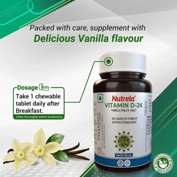 Patanjali Nutrela Vitamin D2K Natural - 60 Chewable Tablets