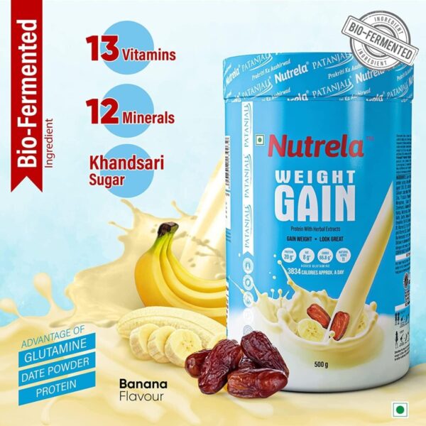 Patanjali Nutrela Weight Gain - Banana Flavor - 500g