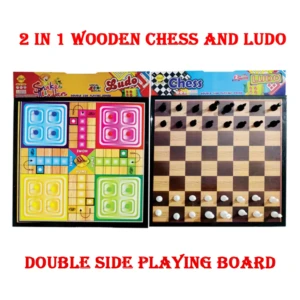 2 in 1 Wooden Chess and Ludo