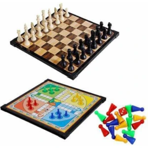 2 in 1 Wooden Chess and Ludo