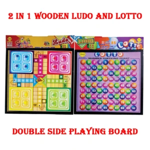 2 in 1 Wooden Ludo and Lotto Double Side Playing Board