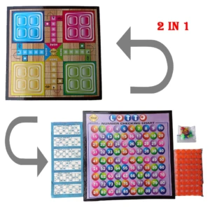 2 in 1 Wooden Ludo and Lotto Double Side Playing Board
