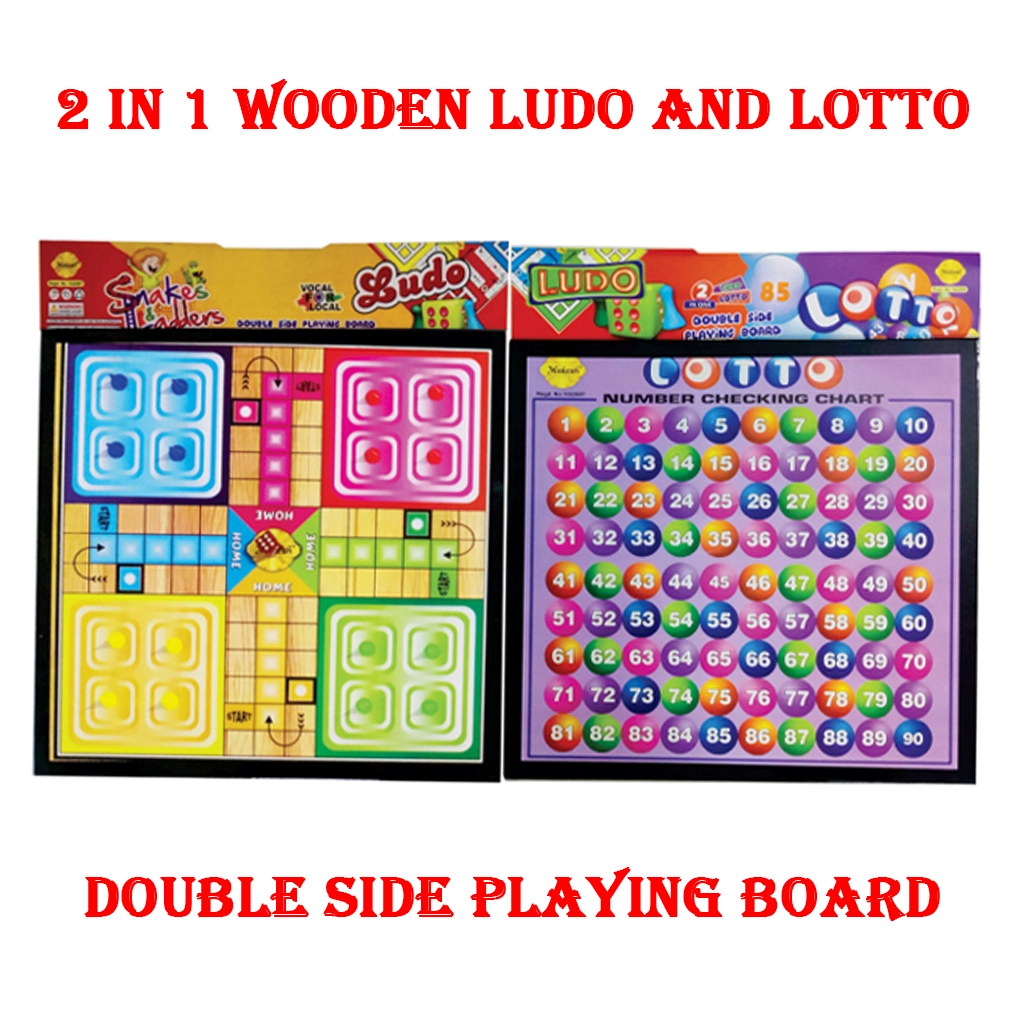 2 in 1 Wooden Ludo and Lotto_1 2 in 1 Wooden Ludo and Lotto Double Side Playing Board