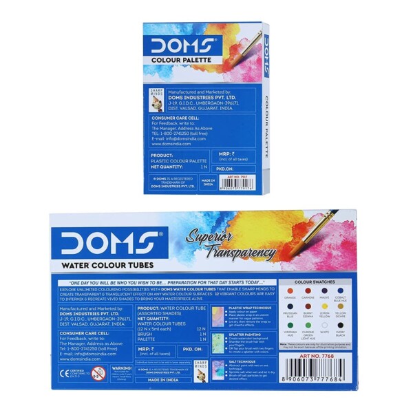 Doms Water Colour Tubes – 12 Shades