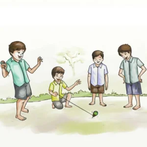 Plastic Spinning Lattu Top with Thread