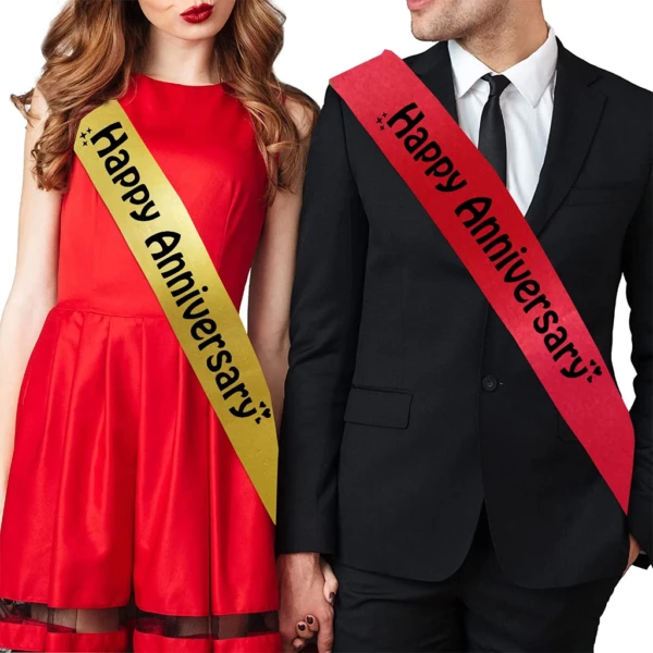 Party Decoration – Happy Anniversary Satin Sash