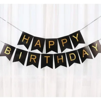Party Decoration – Happy Birthday Banner with Foiling Border