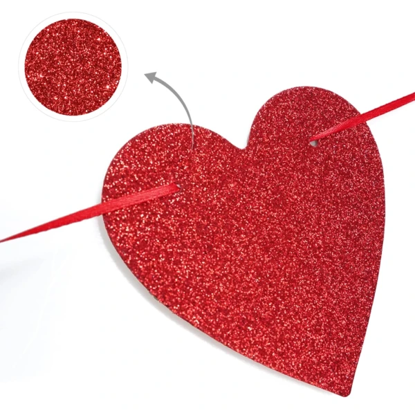 Party Decoration – Glitter Heart Shape Banner