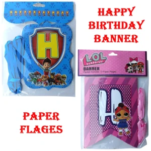 Party Decoration – Happy Birthday Banner Paper Flages - Celebrate in Style with a Stunning Party Decoration (Pack of 1)