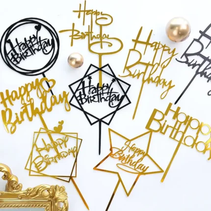 Party Decoration – Happy Birthday Cake Topper Tag