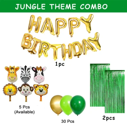 Party Decoration – Happy Birthday Jungle Theme Combo Decoration Set