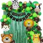 Party Decoration – Happy Birthday Jungle Theme Combo Decoration Set with Paper Banner