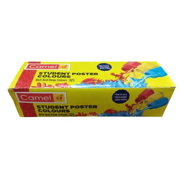 Camlin Kokuyo Camel Poster Colours – 12 Shades Plastic 10ml Each