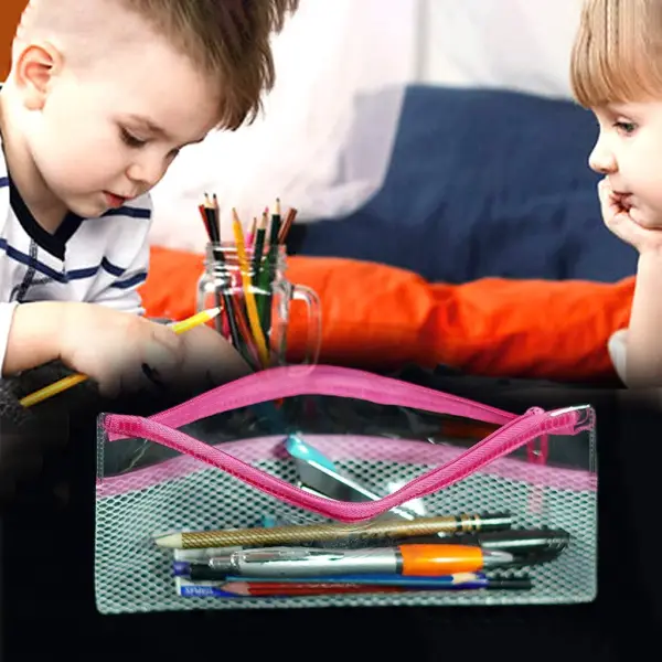 Plastic Transparent Flat Zipper Pencil Pouch