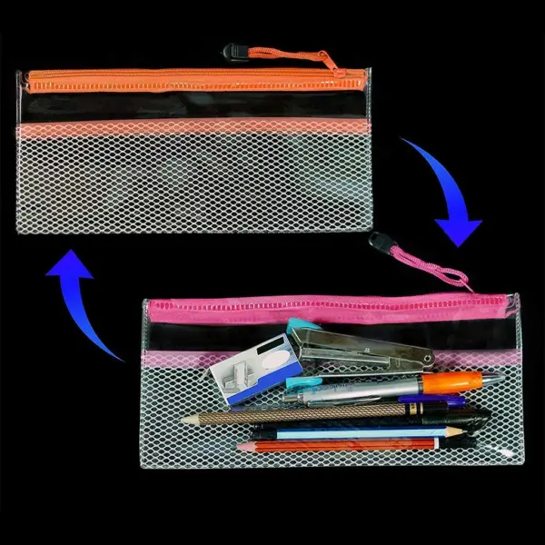 Plastic Transparent Flat Zipper Pencil Pouch