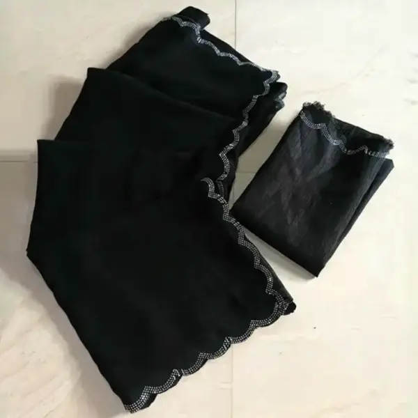 Dimond Stone Work Hot Fixing Georgette Saree Black
