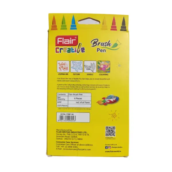 Flair Brush Pen – 6 Vibrant Shades