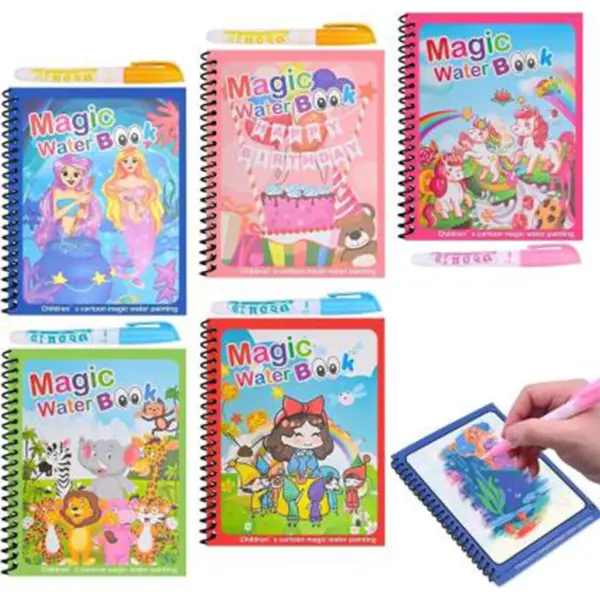 Magic Water Coloring Reusable Doodle Book & Magic Pen