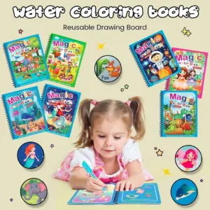 Magic Water Coloring Reusable Doodle Book & Magic Pen