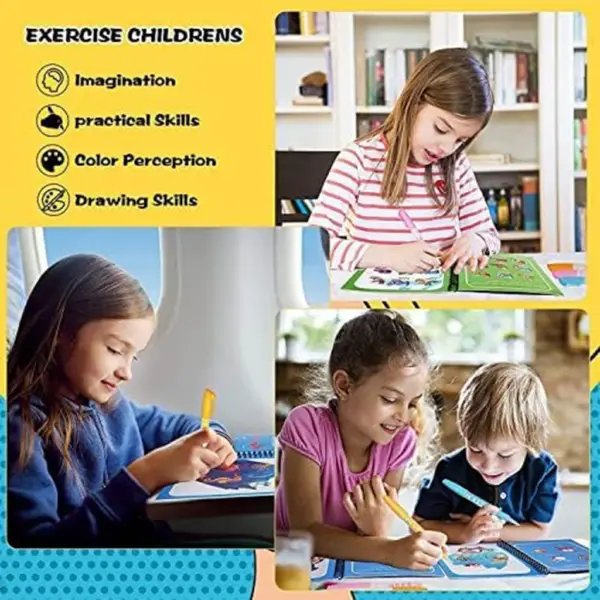 Magic Water Coloring Reusable Doodle Book & Magic Pen