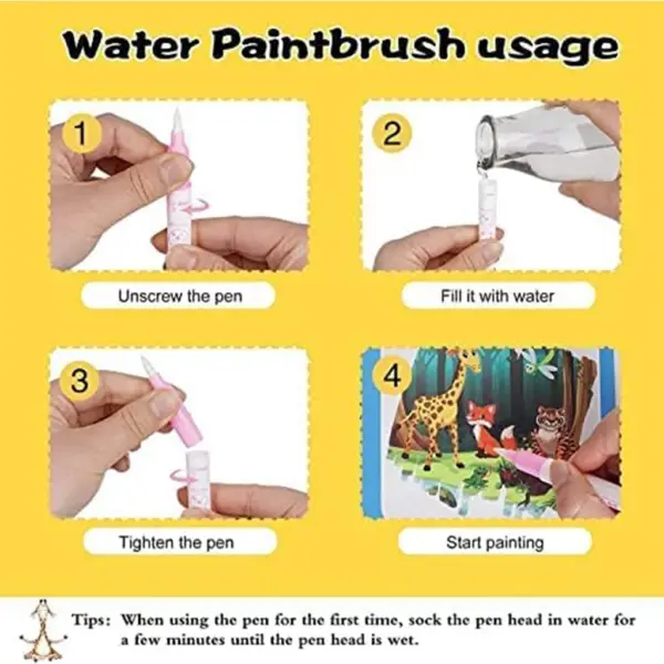 Magic Water Coloring Reusable Doodle Book & Magic Pen