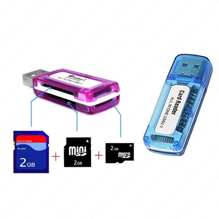 4 in 1 USB 2.0 Card Reader – Multi-Format Memory Card Reader for Micro SD, Mini SD, SD, SDXC, Micro M2, Memory Stick, Compatible with Laptops & PCs - Image 1