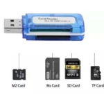 4 in 1 USB 2.0 Card Reader – Multi-Format Memory Card Reader for Micro SD, Mini SD, SD, SDXC, Micro M2, Memory Stick, Compatible with Laptops & PCs All Accessories